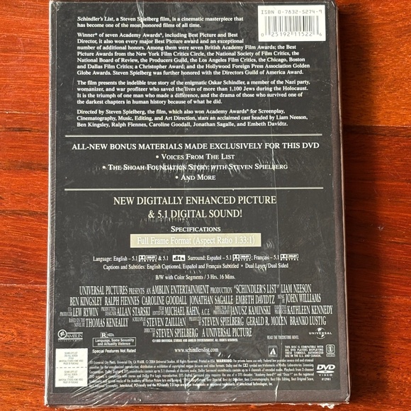 Schlindler's List DVD - Picture 2 of 3